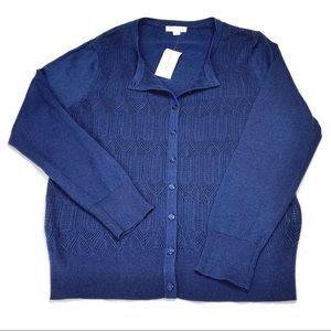 Charter Club Pointelle Knit Cardigan Sweater L